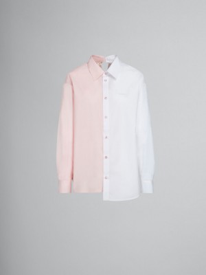 Marni Asymmetric Shirt In Bio Poplin Wit | BEQCS29410