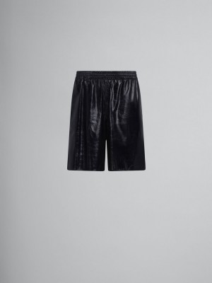 Marni Bermuda Shorts In Ultralight Naplak Leren Zwart | FBEHY81456