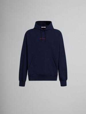 Marni Bio Katoenen Hoodie With Marni Print Blauw | BEJZR43773