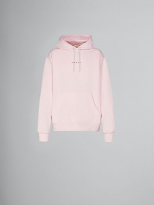 Marni Bio Katoenen Hoodie With Marni Print Roze | MBEFT25451