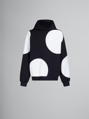 Marni Bio Katoenen Hoodie With Maxi Polka Dots Zwart | BENZX74179