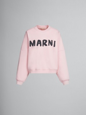 Marni Bio Katoenen Sweatshirt With Marni Print Roze | BEZPD61465