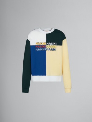 Marni Bio Katoenen Sweatshirt With Multi-logo Print Gekleurd | PBEER57861