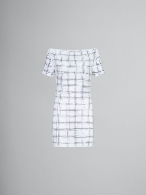 Marni Bio Katoenen Top With Irregular Checked Print Wit | BEJBT58511