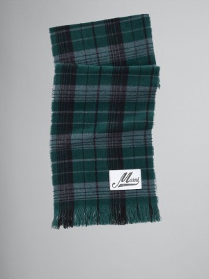 Marni Check Wol Scarf Groen | BEEAH84561