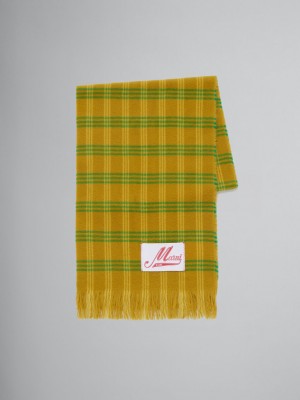 Marni Check Wol Scarf Groen | EBEVG56140