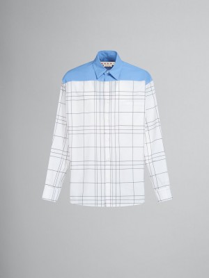 Marni Checked Katoenen Shirt With Plain Yoke Wit | BEJZR67483