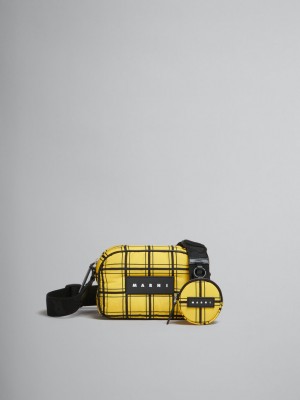 Marni Checked Nylon Puff Camera Bag Geel | BBESD27993