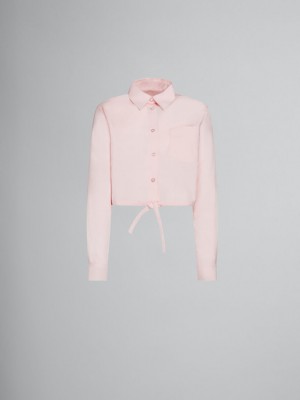 Marni Cropped Shirt In Bio Poplin Roze | BEXBR68190