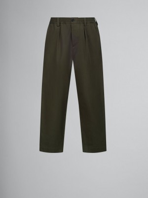 Marni Cropped Trousers Gabardine Groen | MBEHR29425