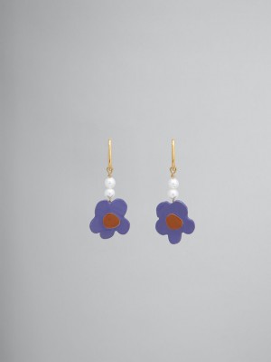 Marni Earrings With Flower Paars Bloemen | BEJZR71573