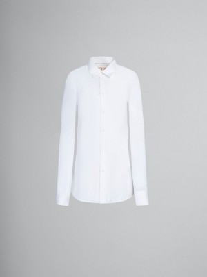 Marni Fitted Poplin Shirt With Balloon Sleeves Wit | BEQAV90671