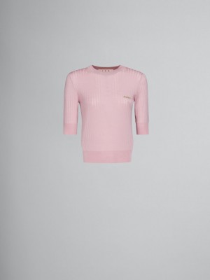 Marni Geribbeld Wol And Silk Jumper Roze | BEXMI72261