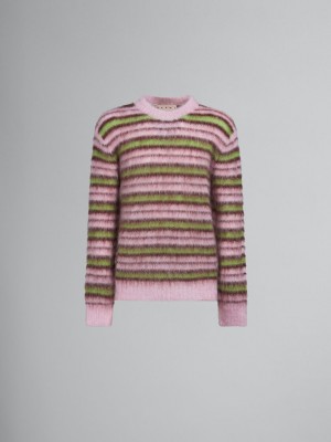 Marni Gestreept Mohair Trui Roze | PBEER92108