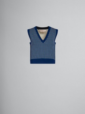 Marni Half-and-half Mouwloos Jumper Blauw | ZBEMJ20133