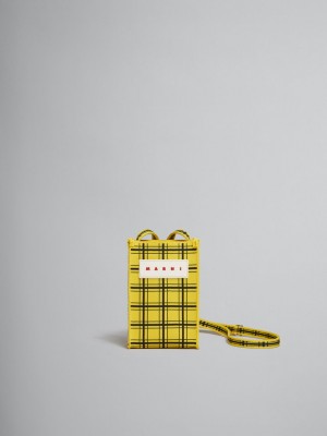 Marni Jacquard Check Mini Shoulder Bag Geel Zwart | BEXMI26577