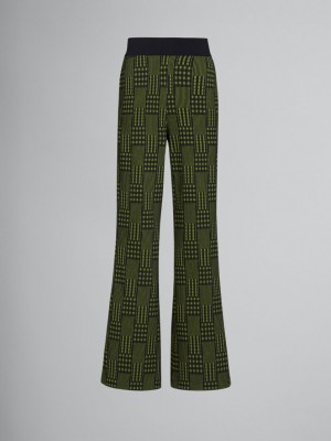 Marni Jersey Trousers With Checks And Stripes Groen | BBESD38094