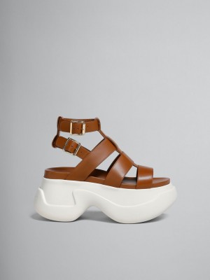 Marni Leren Aras 23 Gladiator Sandal Bruin | ZBENQ96136