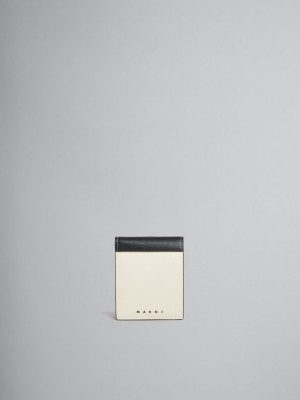 Marni Leren Bi-fold Wallet Wit Zwart | LBETR42616