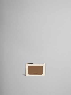 Marni Leren Card Case Bruin Wit Oranje | BEJVR10646