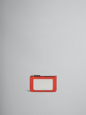 Marni Leren Card Case Oranje Wit Beige | GBEEC26510