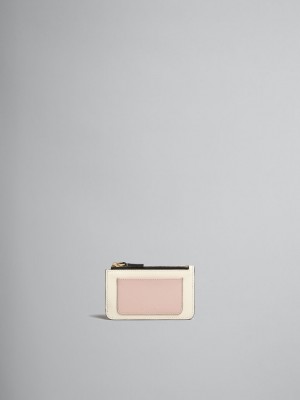 Marni Leren Card Case Roze Wit Beige | BEXMI97005