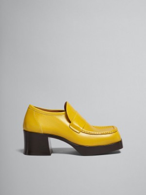 Marni Leren Hak Loafer Geel | LBETR95094