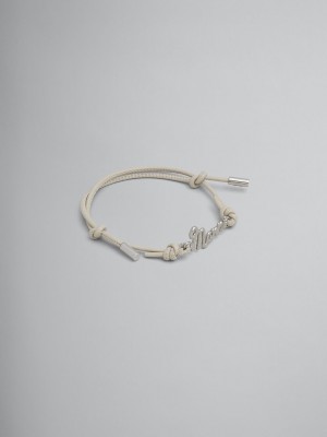 Marni Leren Logo Bracelet Wit | BEJBT47952