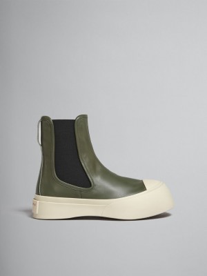 Marni Leren Pablo Chelsea Boot Groen | BEZPD29822