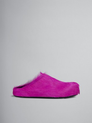 Marni Long Hair Calfskin Fussbett Sabot Fuchsie | GBEEC15210