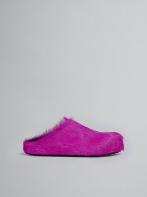 Marni Long-hair Calfskin Fussbett Sabot Fuchsie | BECIF62657