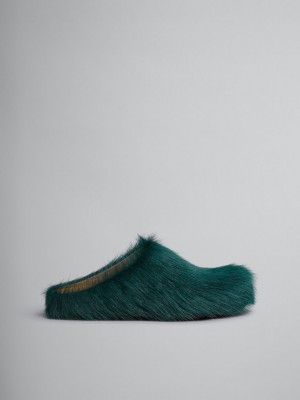 Marni Long-hair Calfskin Fussbett Sabot Groen | SBENY27393