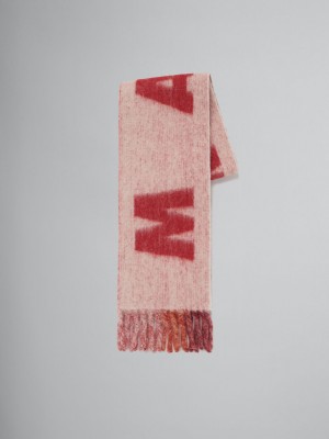 Marni Mohair And Wol Scarf With Maxi Logo Roze | DBEKV76674