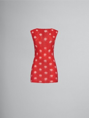 Marni Mohair Mouwloos Jumper With Polka Dots Rood | BEIIZ58294