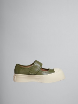 Marni Nappa Leren Pablo Mary-jane Sneaker Groen | BEZDE55378