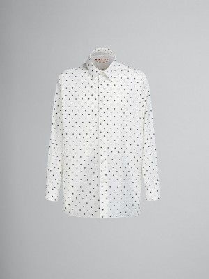 Marni Poplin Long-sleeved Shirt With Polka Dots Wit | ZBEMJ47496