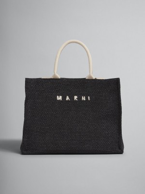 Marni Raffia Shopping Bag Zwart | UBETG27893