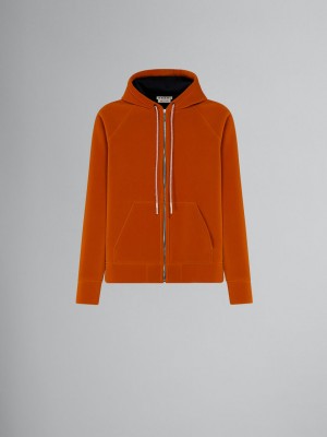 Marni Sponge Jersey Hoodie With Logo Drawstring Oranje | UBEND25354