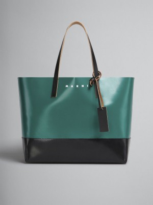 Marni Tribeca Shopping Bag Groen Zwart | LBESX13823