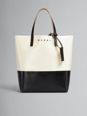 Marni Tribeca Shopping Bag Wit Zwart | BENEJ30098