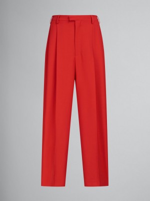 Marni Tropical Wol Tailored Trousers Rood | ZBEMJ72218