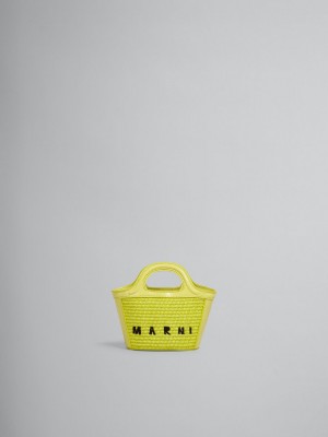 Marni Tropicalia Micro Bag Leren And Raffia Geel | BEEGJ90777