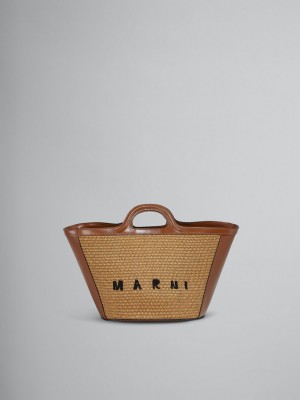 Marni Tropicalia Small Bag Leren And Raffia Bruin | GBEEC68845