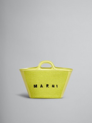 Marni Tropicalia Small Bag Leren And Raffia Geel | BEJVR39015