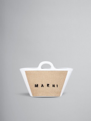 Marni Tropicalia Small Bag Leren And Raffia Wit | SBEVO49746