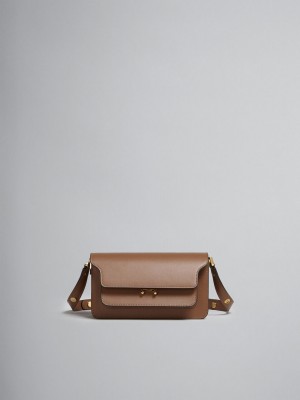 Marni Trunk Bag E/W In Leren Bruin | BEICD42752