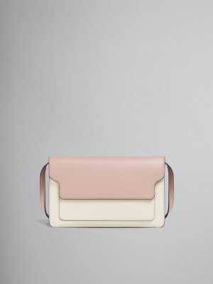 Marni Trunk Clutch Leren Roze Wit Beige | LBESX25811