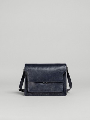 Marni Trunk Soft Large Bag Leren Blauw | EBEVG29274