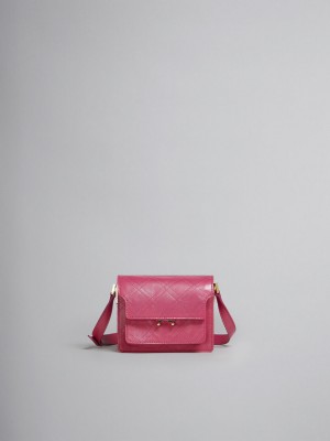 Marni Trunk Soft Mini Bag Leren Fuchsie | BBESO23592