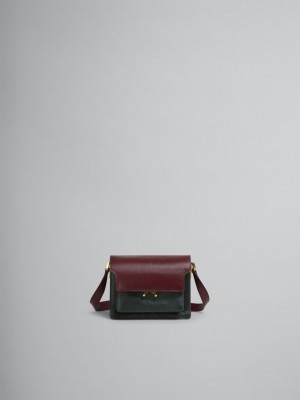 Marni Trunk Soft Mini Bag Leren Groen Bordeaux | BEJKU90589